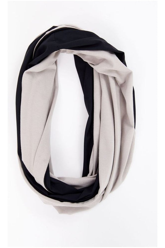 NAYA Two Tone Jersey Scarf Taupe/Black