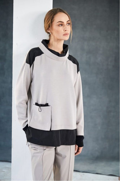 NAYA Soft Sweatshirt Pocket Taupe/Black