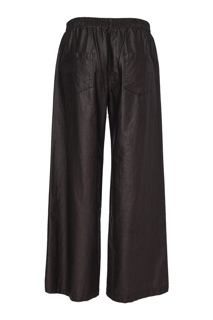 Naya Bashed Leatherette Wide Leg Trouser Black