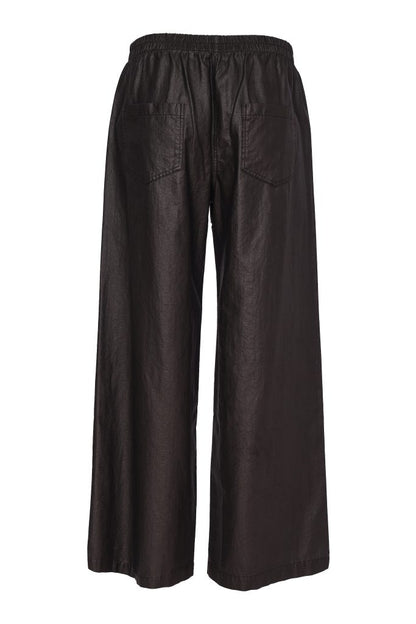 Naya Bashed Leatherette Wide Leg Trouser Black