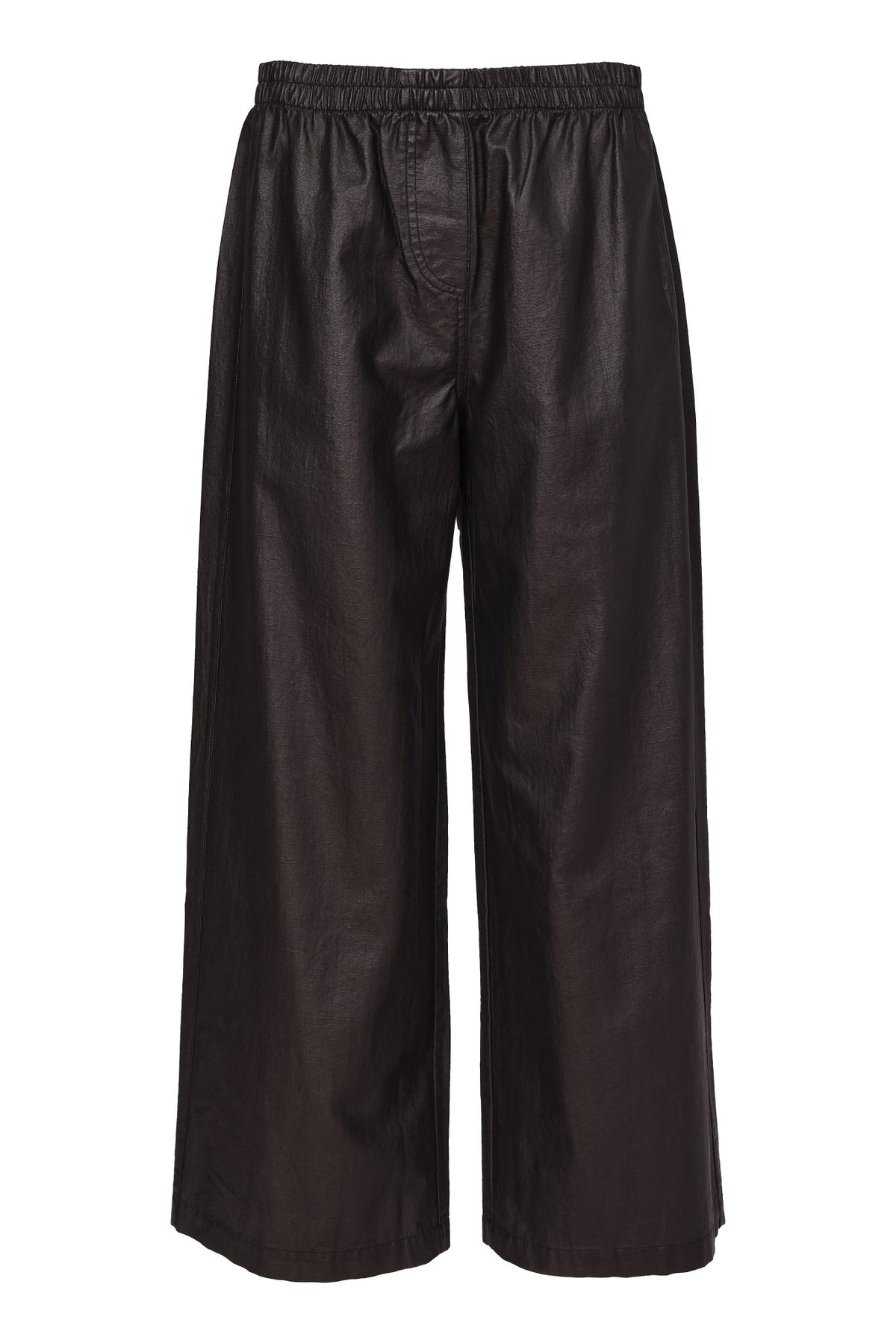 Naya Bashed Leatherette Wide Leg Trouser Black