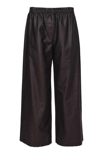 Naya Bashed Leatherette Wide Leg Trouser Black