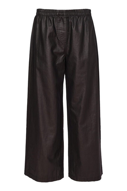 Naya Bashed Leatherette Wide Leg Trouser Black