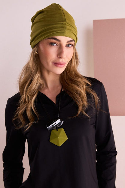 Naya Stone Circle Bar Necklace Black/Avacado