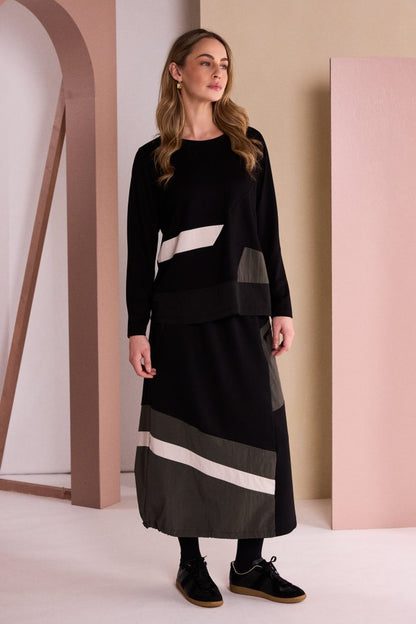 Naya Top Colour Inset Black / Thyme