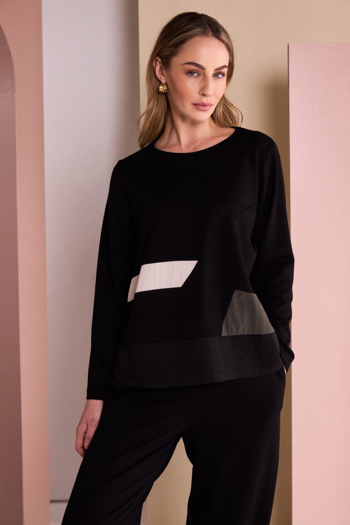 Naya Top Colour Inset Black / Thyme