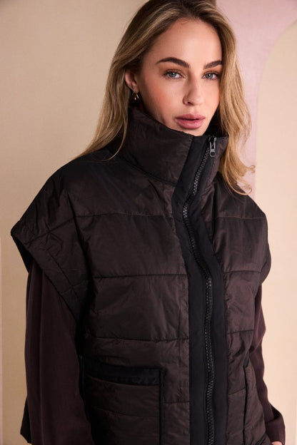 Naya Padded Short Waistcoat Choko