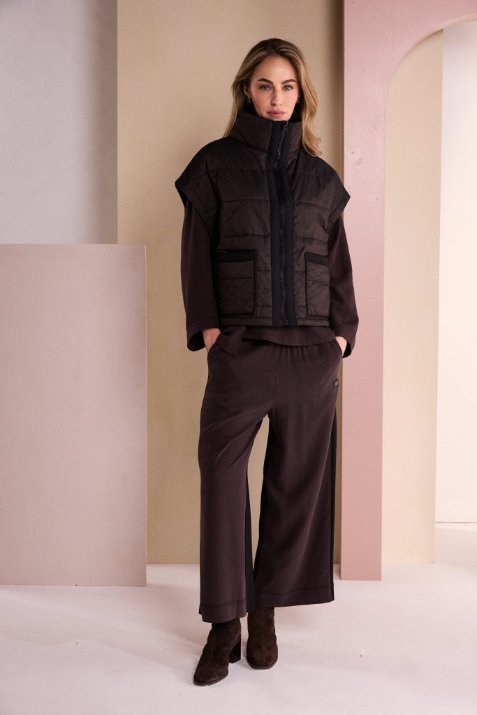 Naya Padded Short Waistcoat Choko