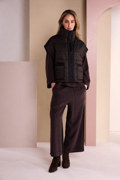 Naya Padded Short Waistcoat Choko