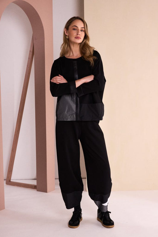 Naya Round Neck Top Black/Grey