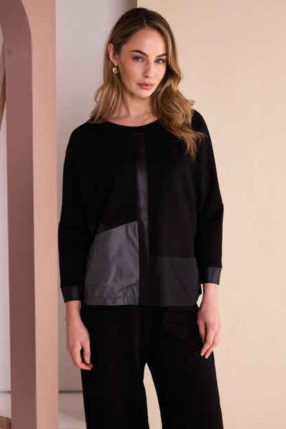 Naya Round Neck Top Black/Grey