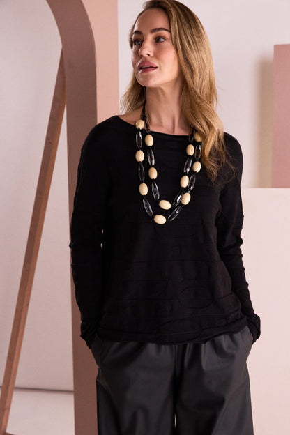 Naya Circle Design Sweater-Black