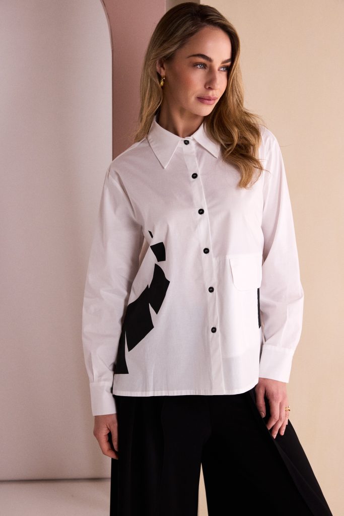 NAYA Shirt Print-White/Black
