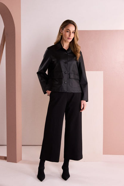 Naya Soft Wide Leg Trousers-Black