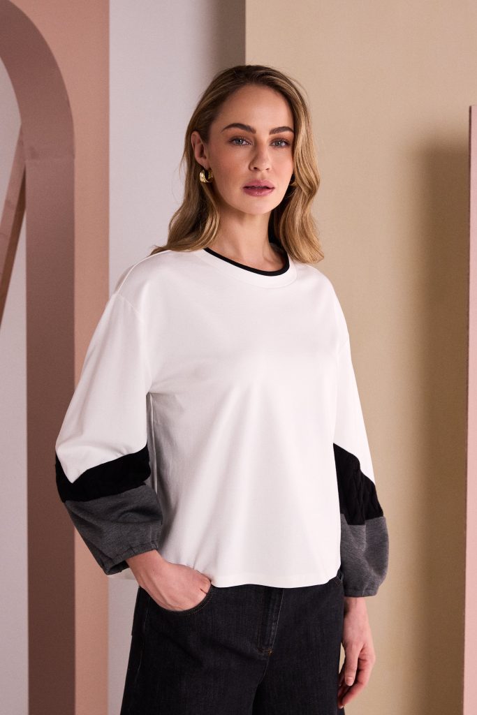 Naya Round Band Top Off White/Black