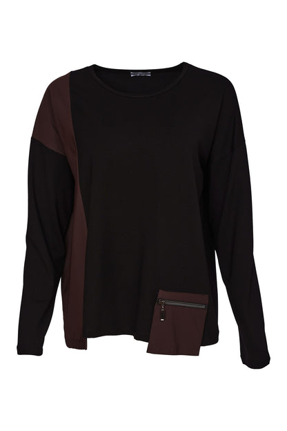 Naya Round Zip Pocket Top Choko/Black
