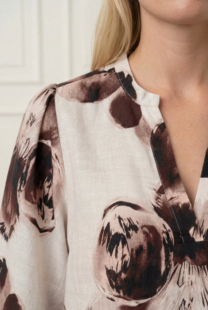 I Say Naomi S/S Blouse Aubergine Floral