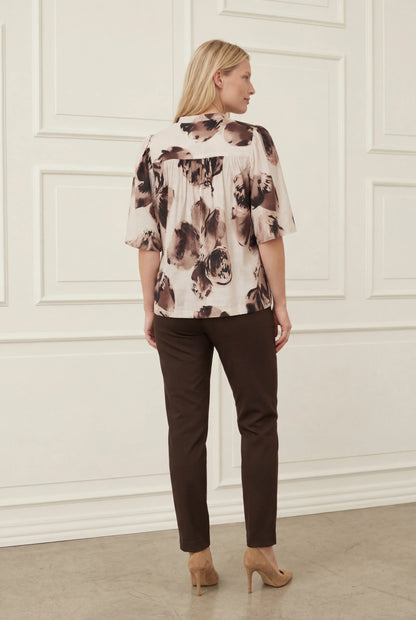 I Say Naomi S/S Blouse Aubergine Floral