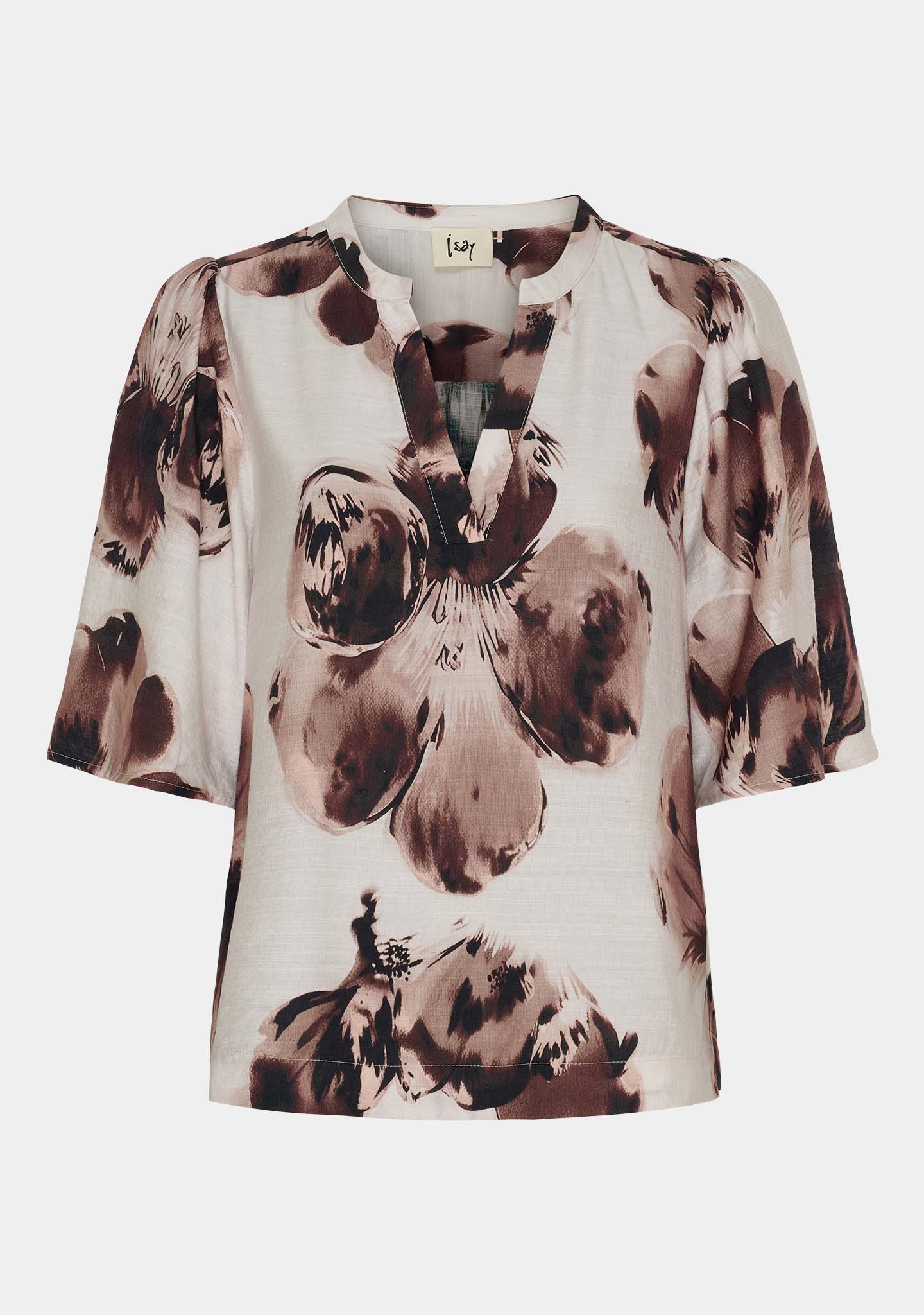 I Say Naomi S/S Blouse Aubergine Floral