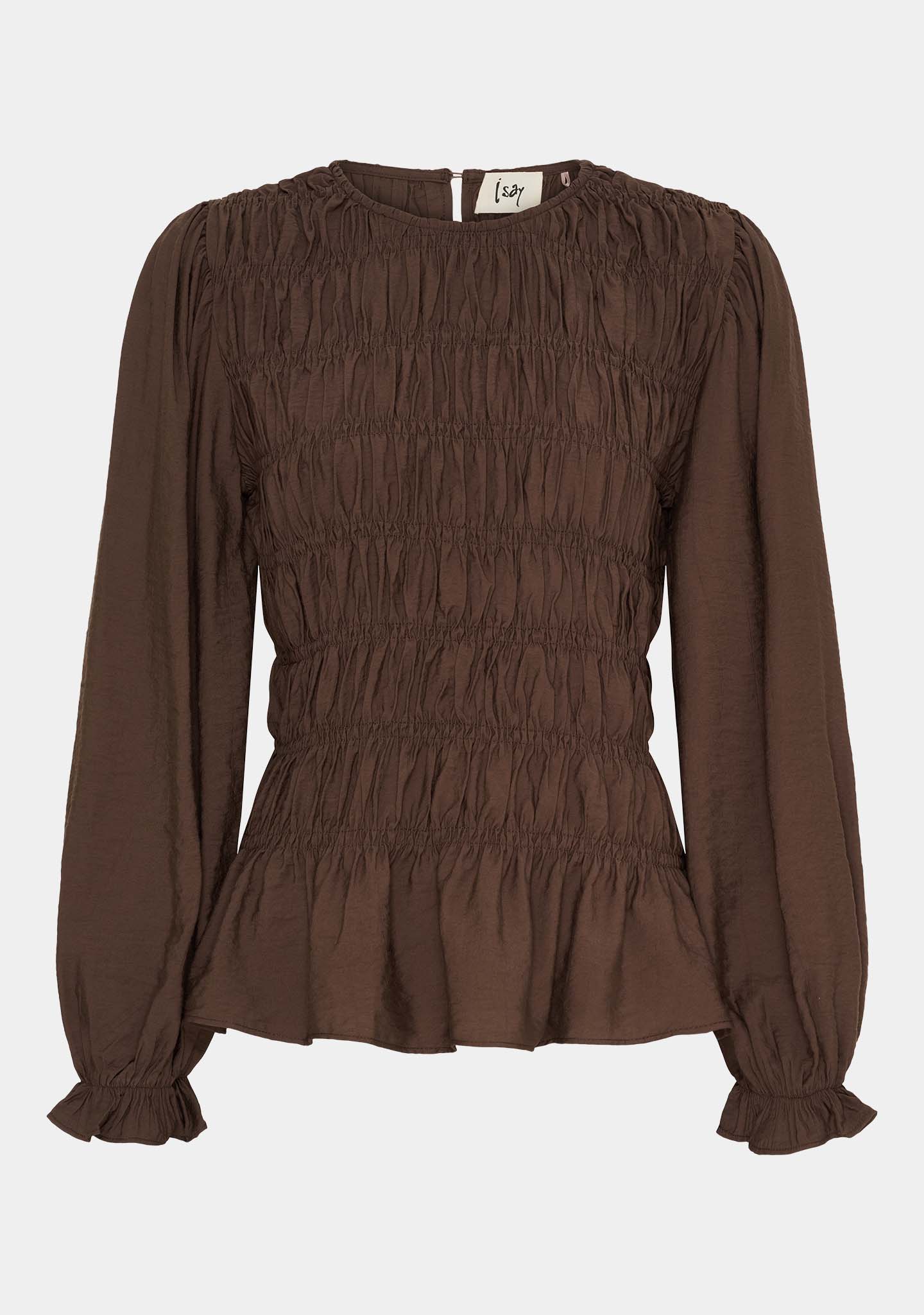I Say Noel Smock Blouse Dark Brown