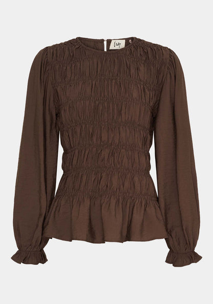 I Say Noel Smock Blouse Dark Brown