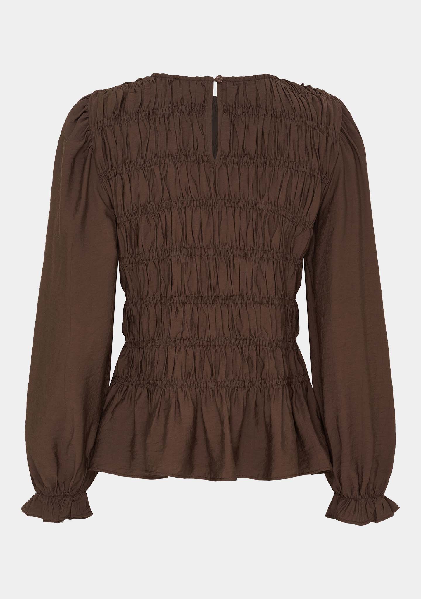 I Say Noel Smock Blouse Dark Brown