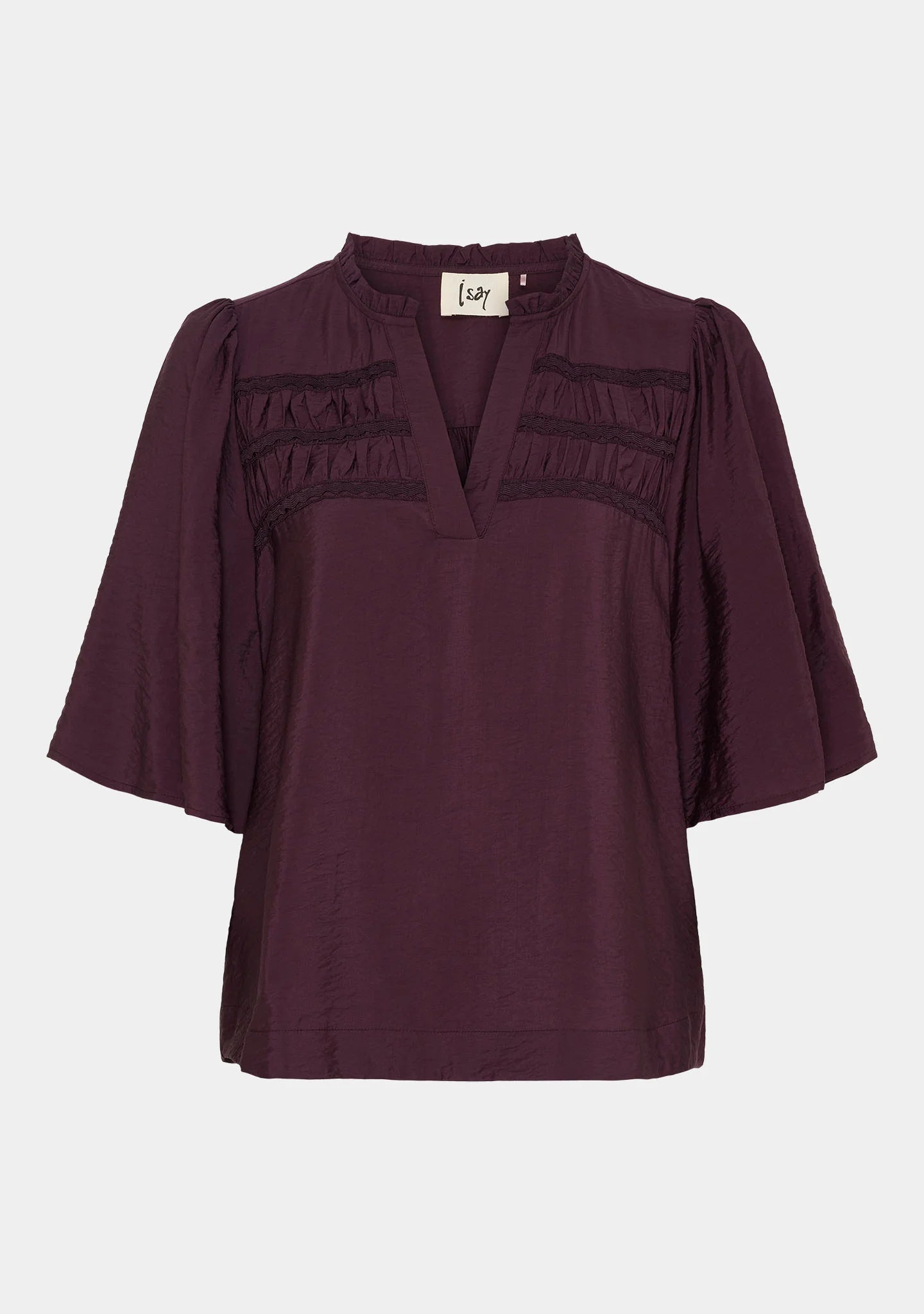 I Say Nova S/S Blouse Aubergine