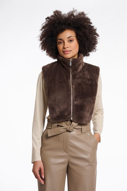 Rino & Pelle Dark Toffee Nura Faux Fur Bib