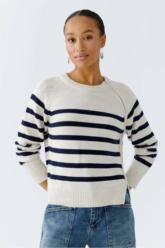 Oui Pullover White Blue 94279