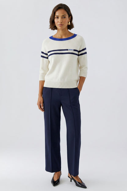 Oui Pullover White Blue 97974