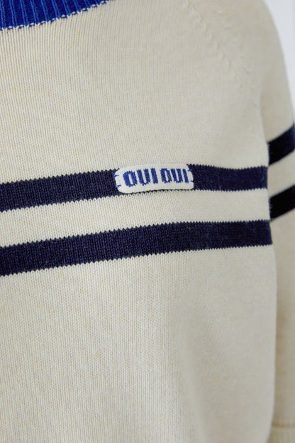 Oui Pullover White Blue 97974