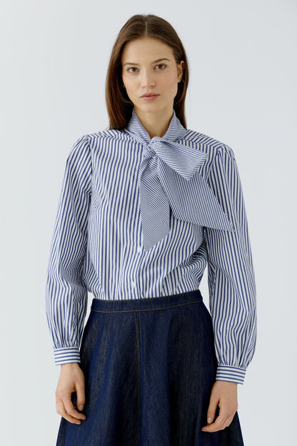 Oui Blouse White Blue 100415