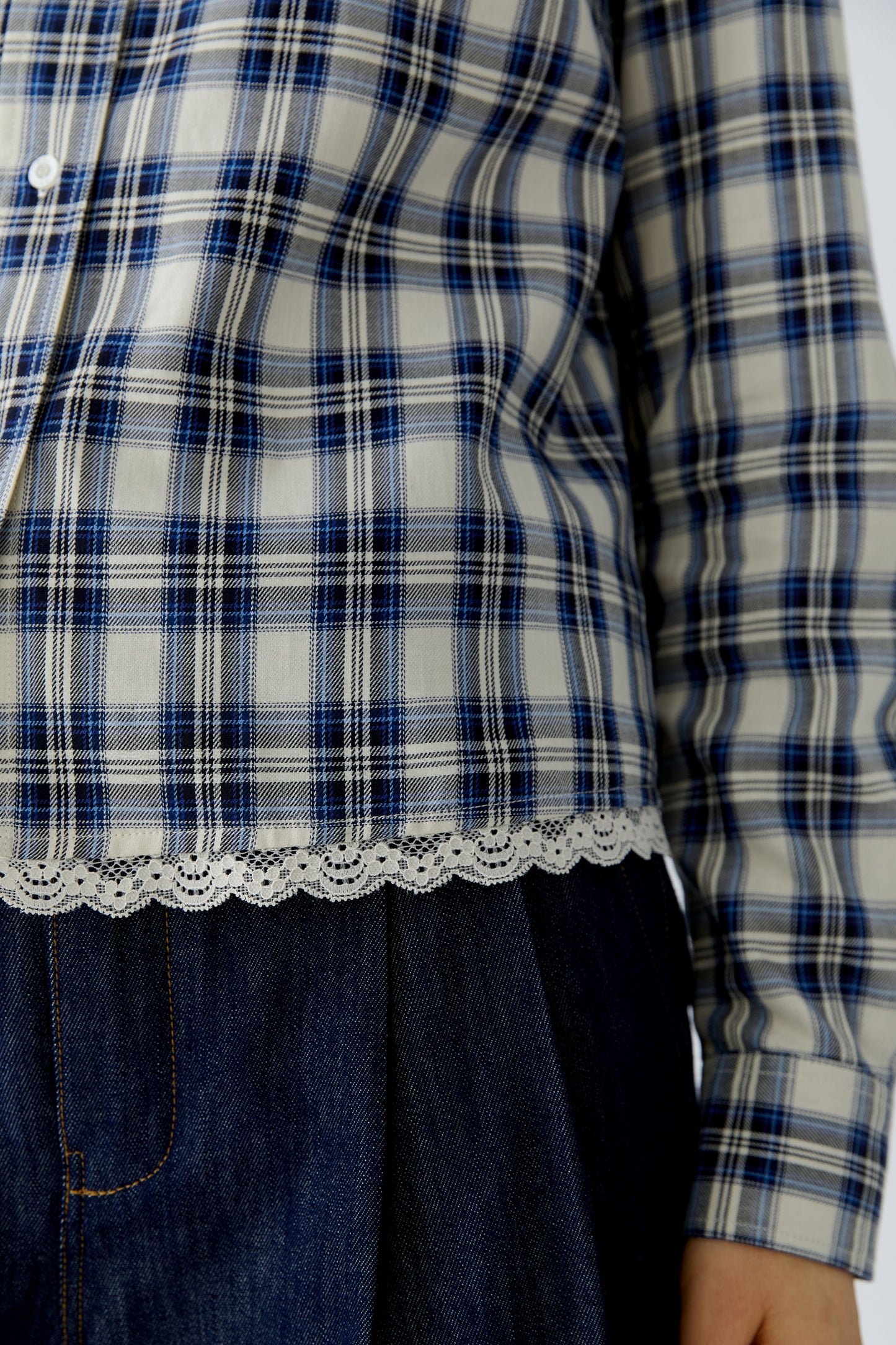 Oui Blouse White Blue 100416