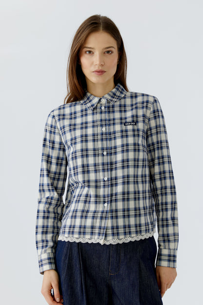 Oui Blouse White Blue 100416