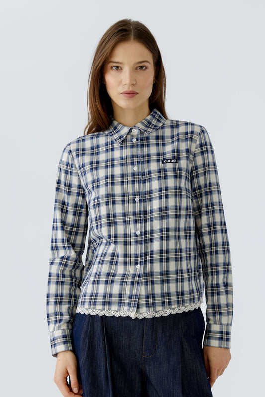 Oui Blouse White Blue 100416