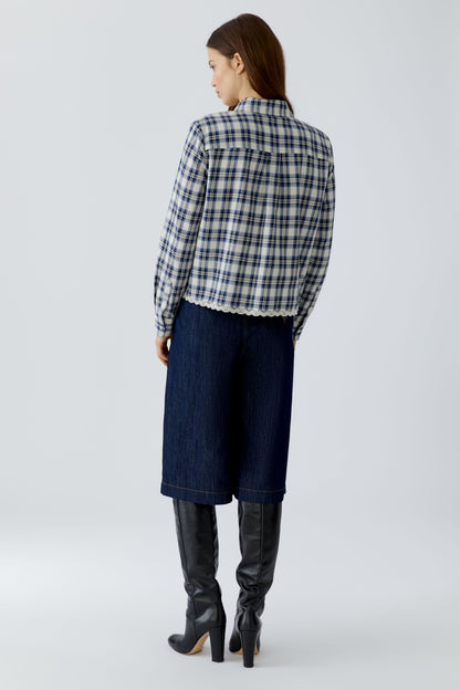 Oui Blouse White Blue 100416