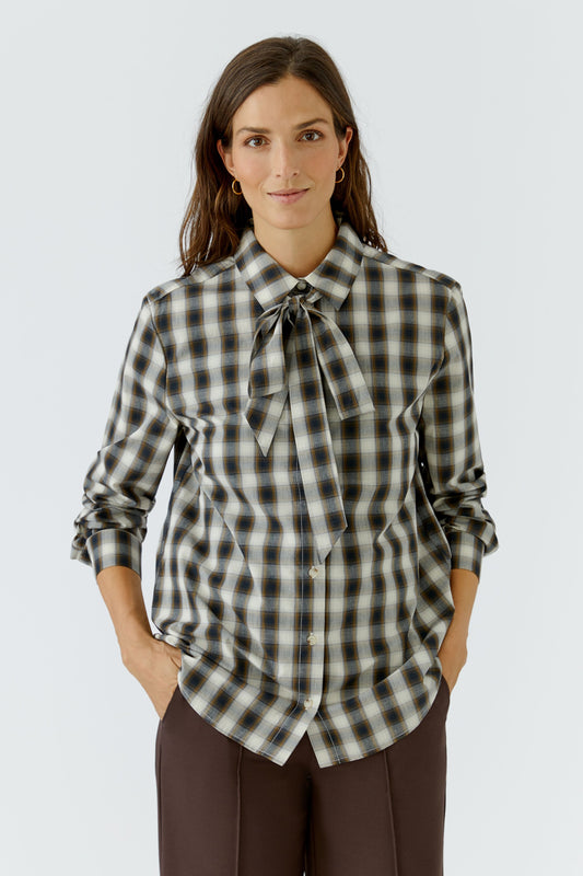 Oui Check Blouse Offwhite Black 100200