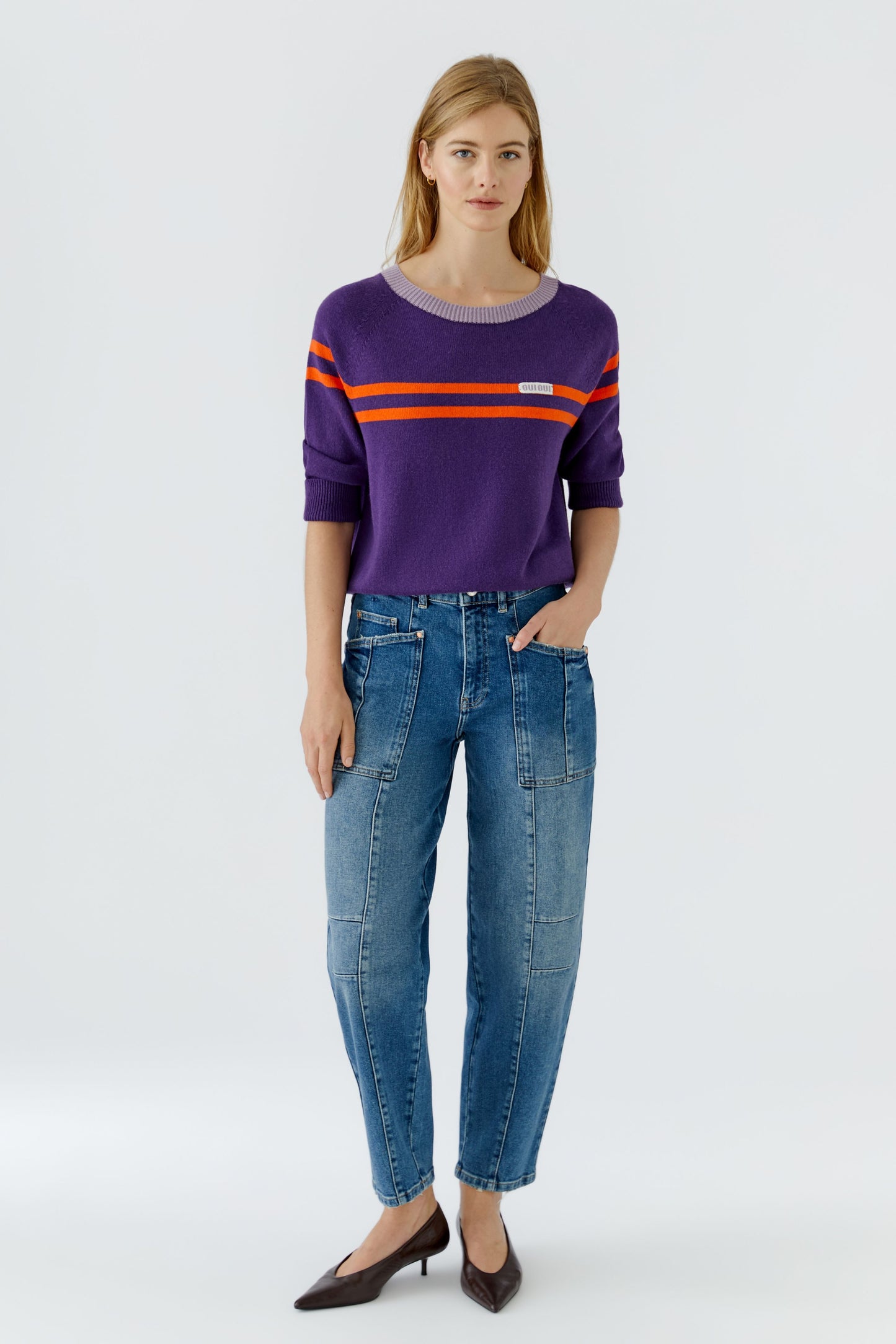 Oui Pullover Violett Orange 97974