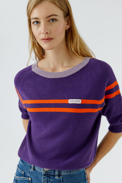 Oui Pullover Violett Orange 97974