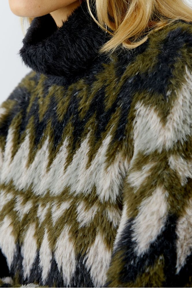 Oui Pullover Khaki Rose 95041