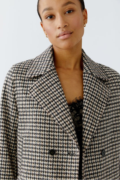 Oui Light Stone Checked Jacket