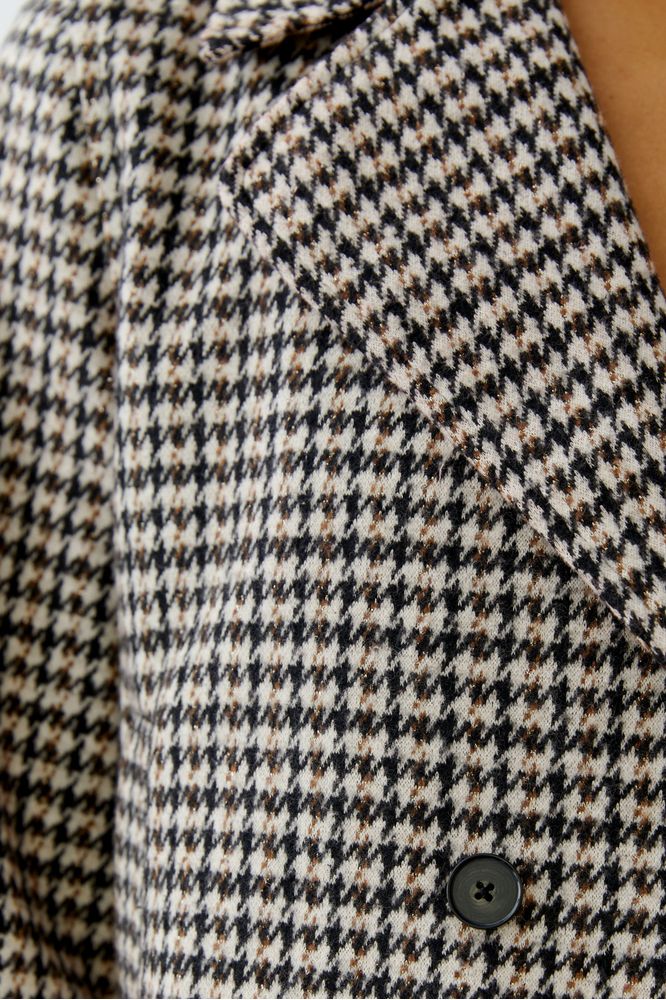 Oui Light Stone Checked Jacket