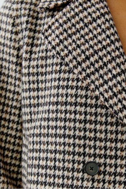 Oui Light Stone Checked Jacket