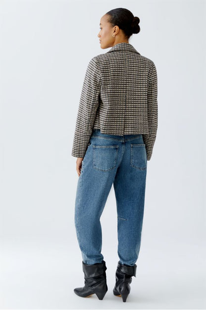 Oui Light Stone Checked Jacket