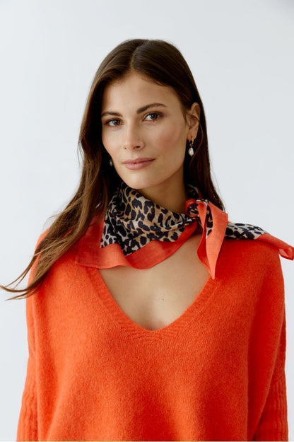 Oui Camel/Black Leopard Print Scarf