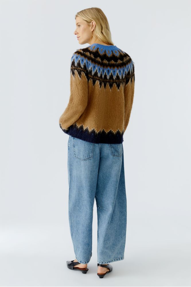 Oui  Pattern Pullover Camel Blue