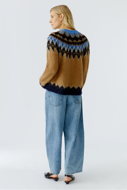 Oui  Pattern Pullover Camel Blue