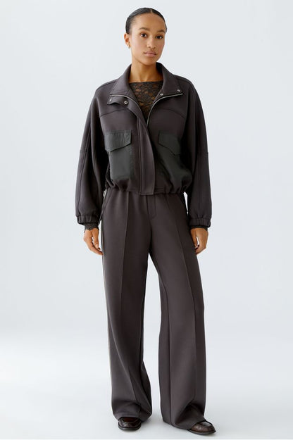 Oui Trousers Dark Brown White 94118