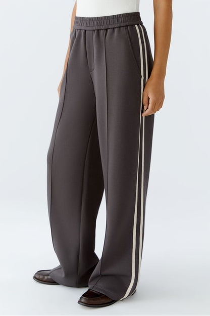 Oui Trousers Dark Brown White 94118