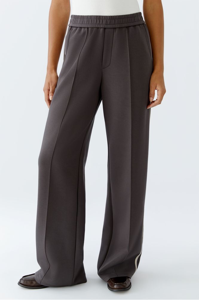 Oui Trousers Dark Brown White 94118